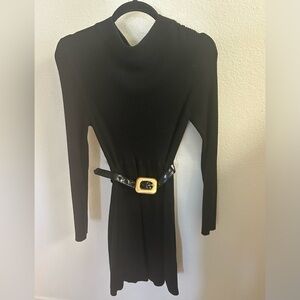 Free People sweater dress & Alice + Olivia belt